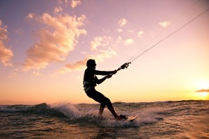 Kite boarding. Kitesurf freestyle
